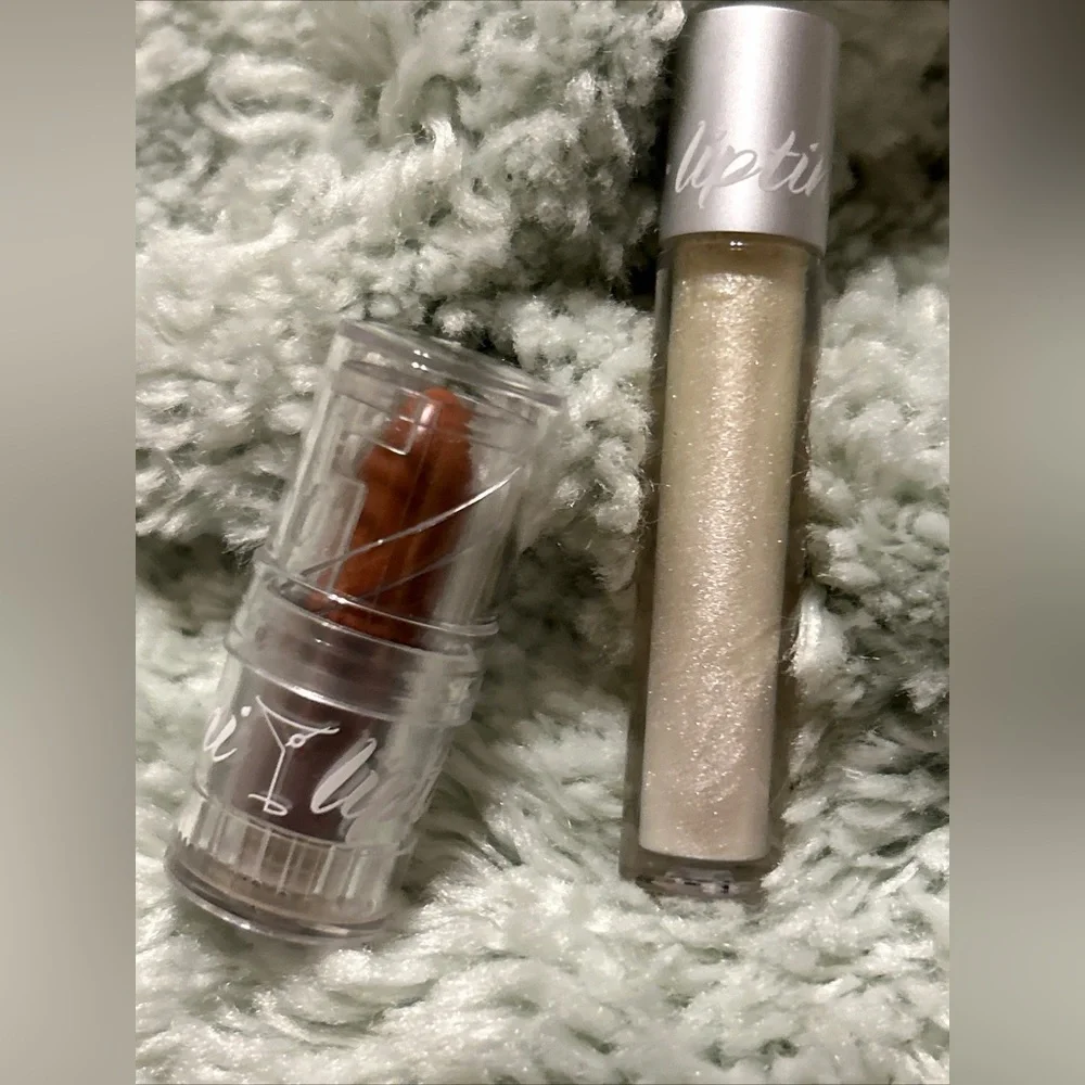 Liptini Lipstick & Lipgloss Mini deluxe Set Rare Find Irish Crème & Crushed Ice